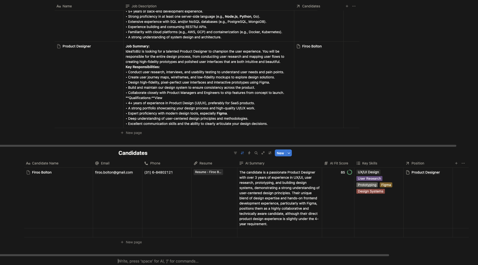 Job Application Final Notion Output Preview
