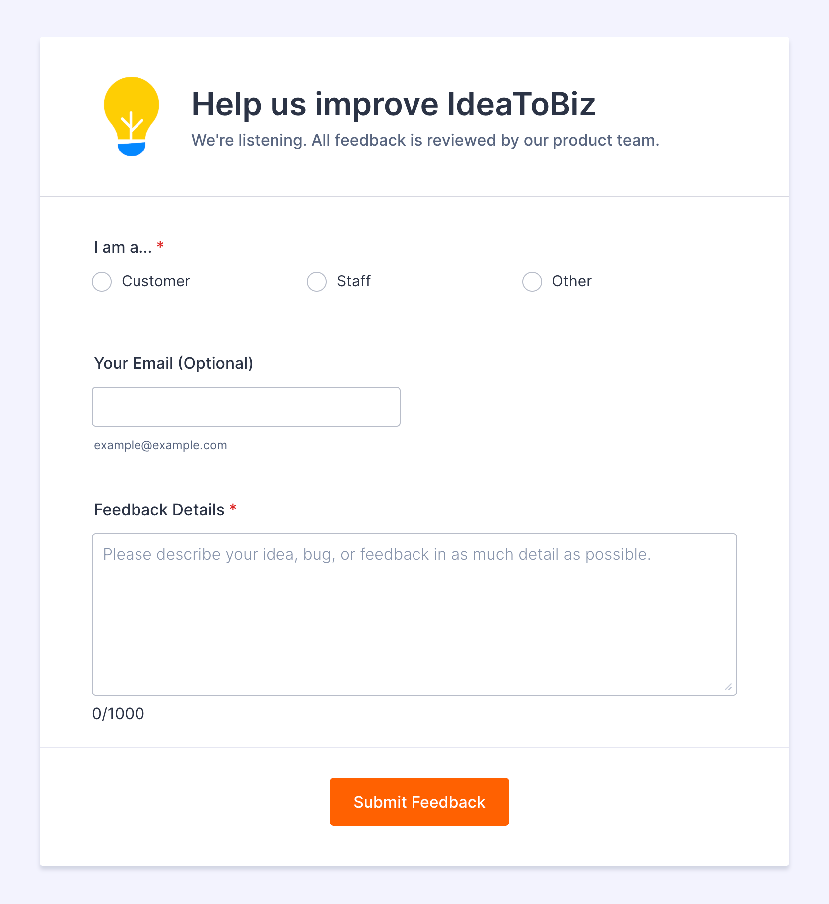 Feedback Form Preview